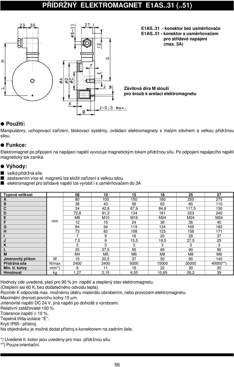 Elektromagnet po připojení na nap ájecí napětí vyvozuje magnetickým tokem přídržnou s ílu. Po odpojen í nap ájecího napětí magnetický tok zanik á. velká přídržná s íla sestavením v íce el.