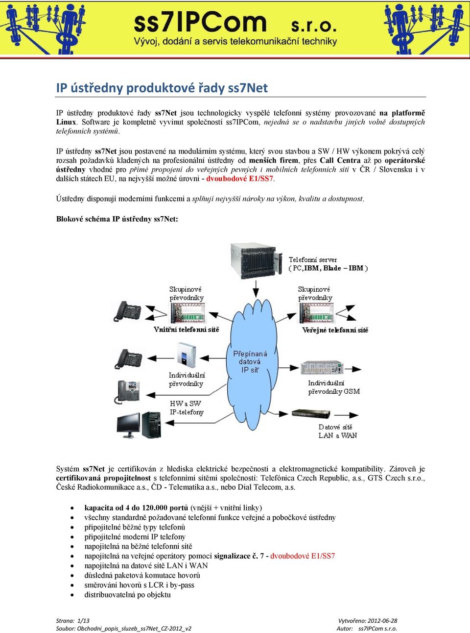 IP ústředny ss7net jsou postavené na modulárním systému, který svou stavbou a SW / HW výkonem pokrývá celý rozsah požadavků kladených na profesionální ústředny od menších firem, přes Call Centra až