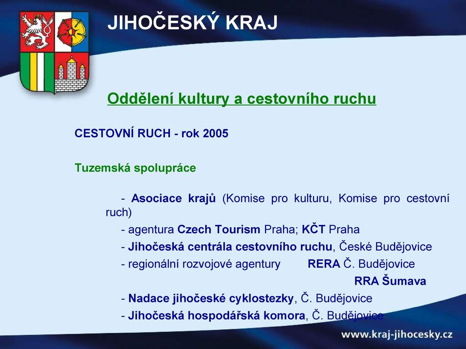 cestovního ruchu, České Budějovice - regionální rozvojové agentury RERA Č.