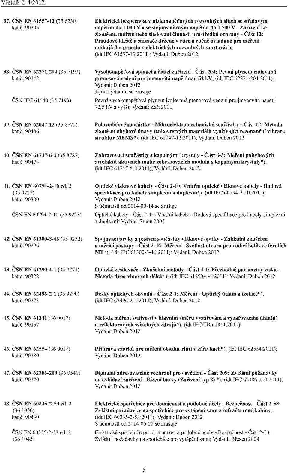 ochrany - Část 13: Proudové kleště a snímače držené v ruce a ručně ovládané pro měření unikajícího proudu v elektrických rozvodných soustavách; (idt IEC 61557-13:2011); Vydání: Duben 2012 38.