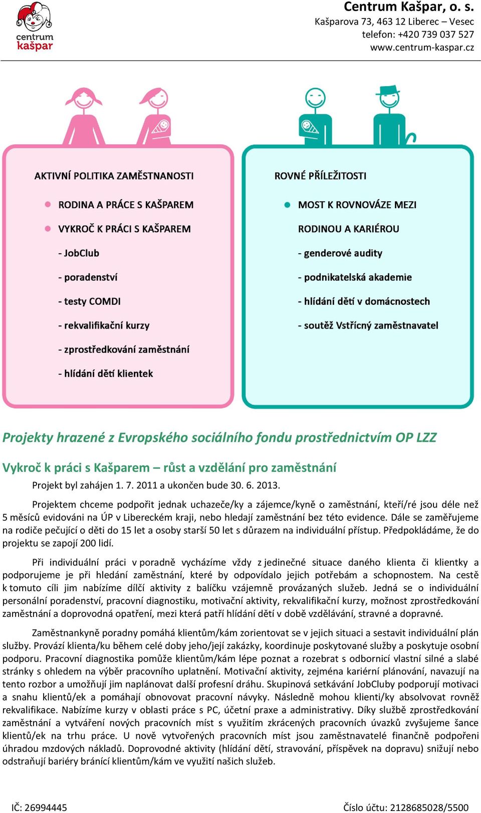 Dále se zaměřujeme na rodiče pečující o děti do 15 let a osoby starší 50 let s důrazem na individuální přístup. Předpokládáme, že do projektu se zapojí 200 lidí.