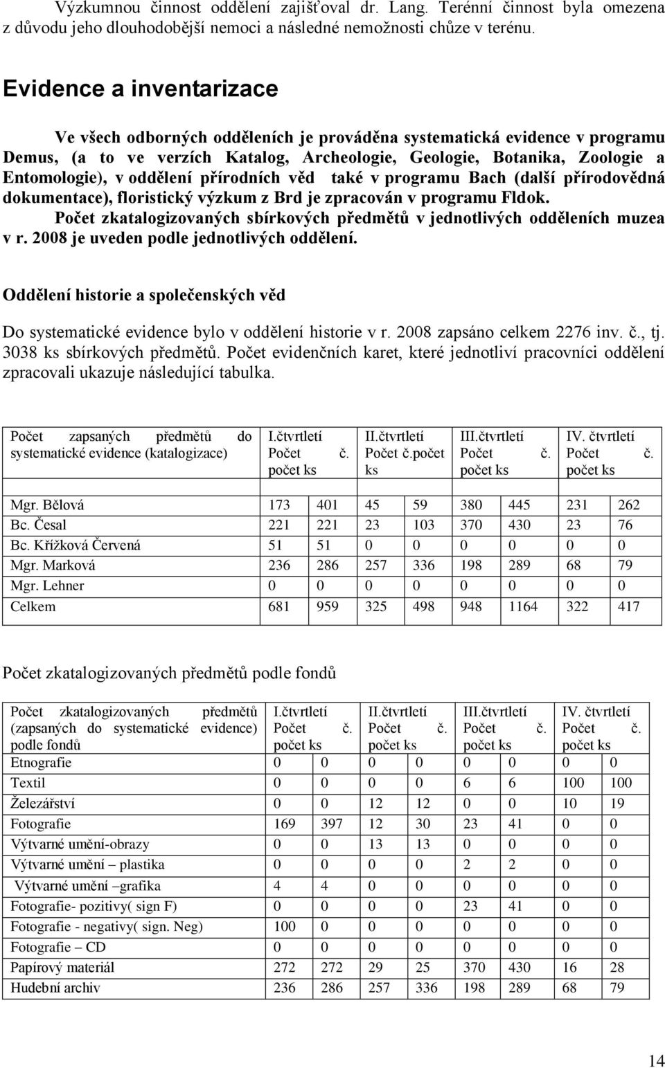 oddělení přírodních věd také v programu Bach (další přírodovědná dokumentace), floristický výzkum z Brd je zpracován v programu Fldok.