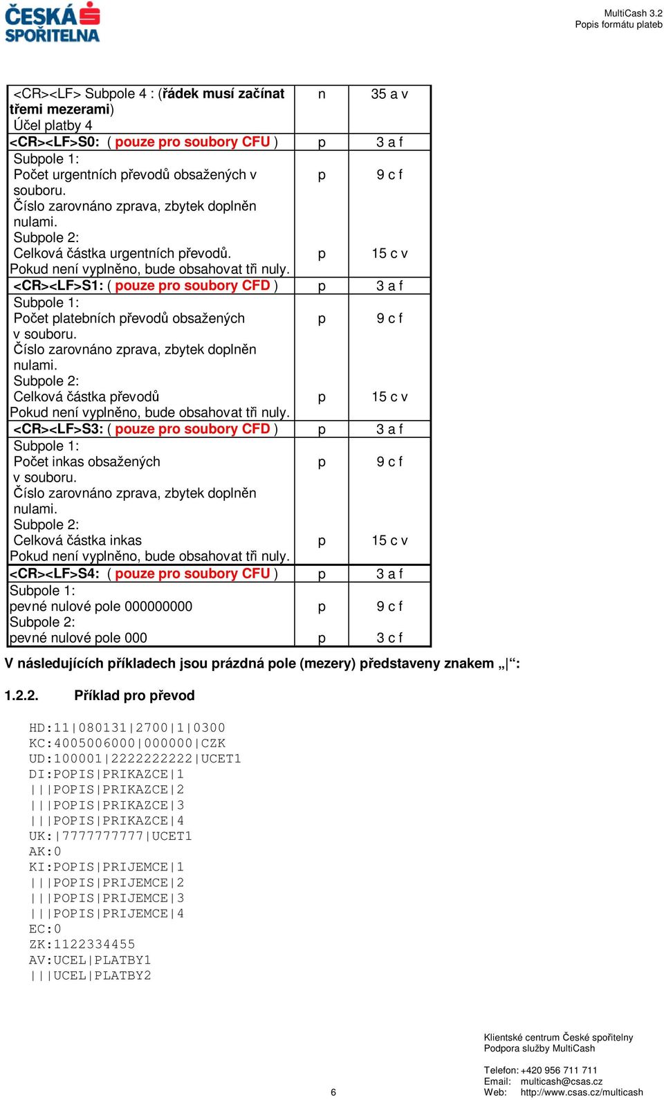 <CR><LF>S1: ( ouze ro soubory CFD ) 3 a f Subole 1: Počet latebních řevodů obsažených v souboru. Číslo zarovnáno zrava, zbytek dolněn nulami.