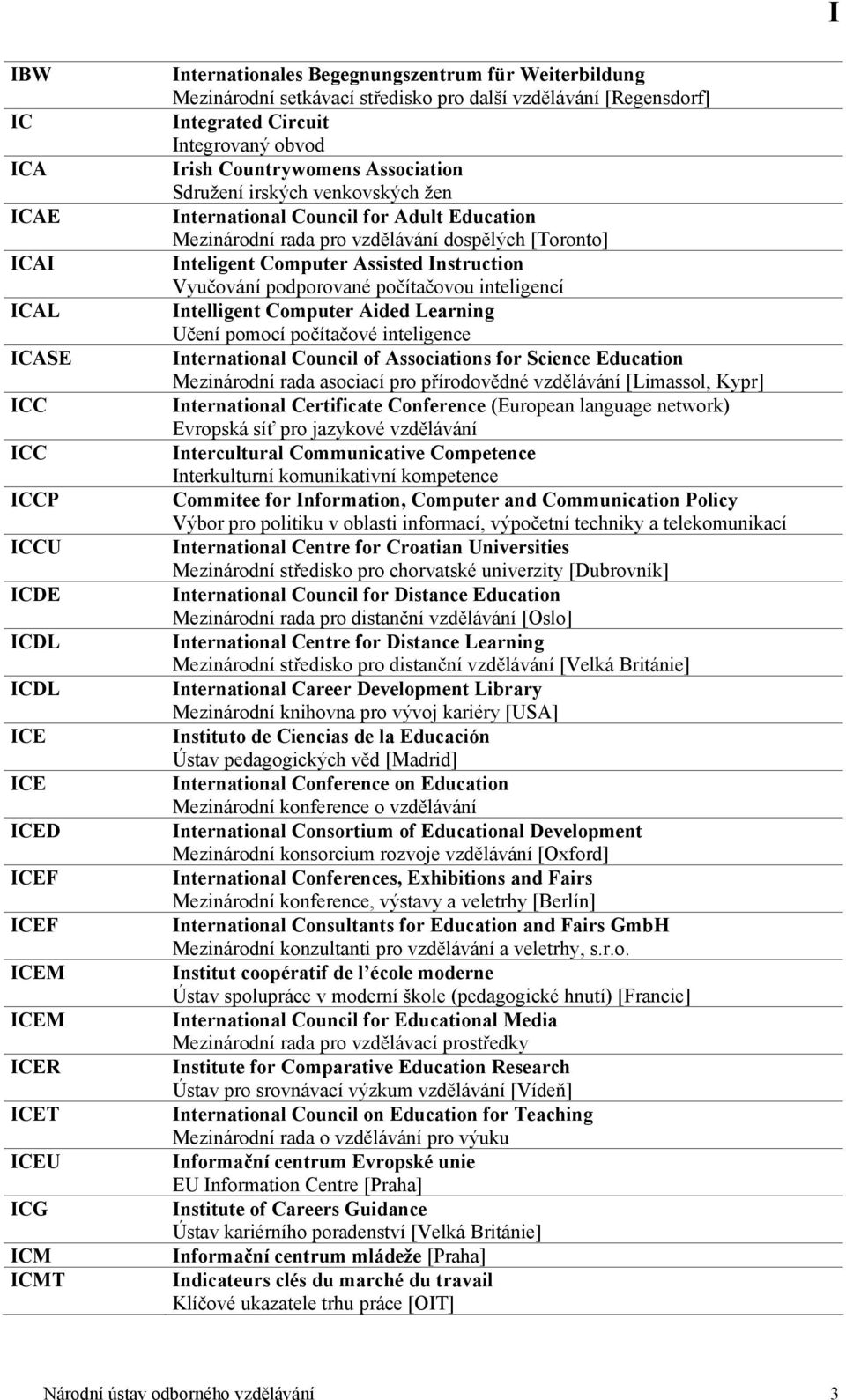 rada pro vzdělávání dospělých [Toronto] Inteligent Computer Assisted Instruction Vyučování podporované počítačovou inteligencí Intelligent Computer Aided Learning Učení pomocí počítačové inteligence