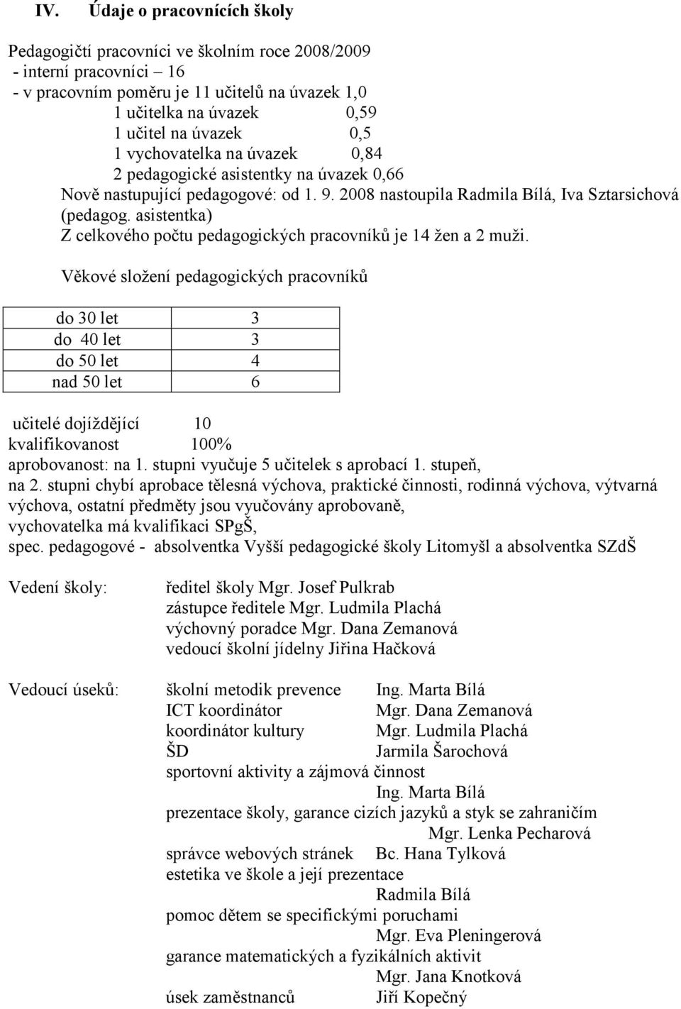 asistentka) Z celkového počtu pedagogických pracovníků je 14 žen a 2 muži.