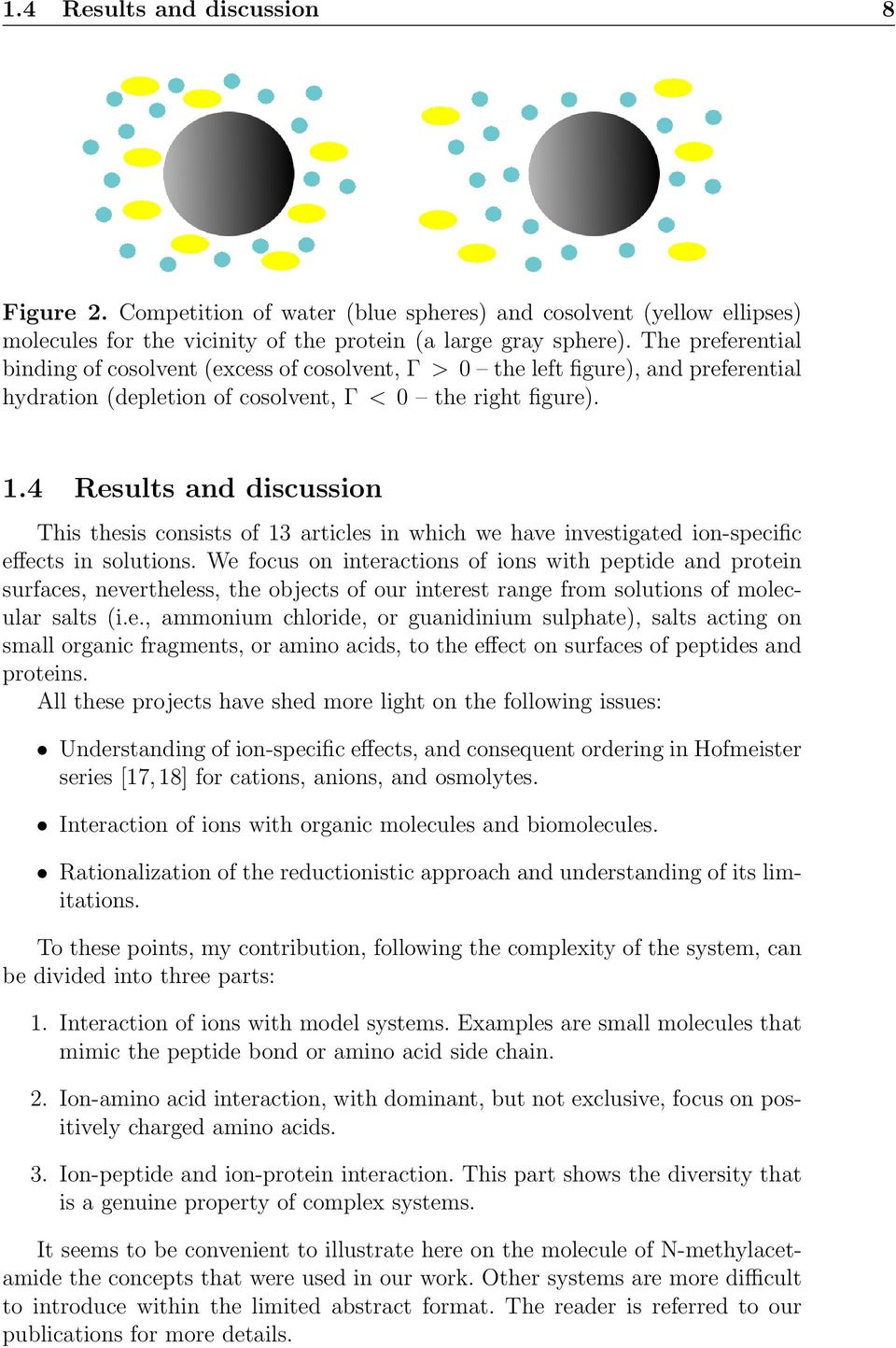 4 Results and discussion This thesis consists of 13 articles in which we have investigated ion-specific effects in solutions.