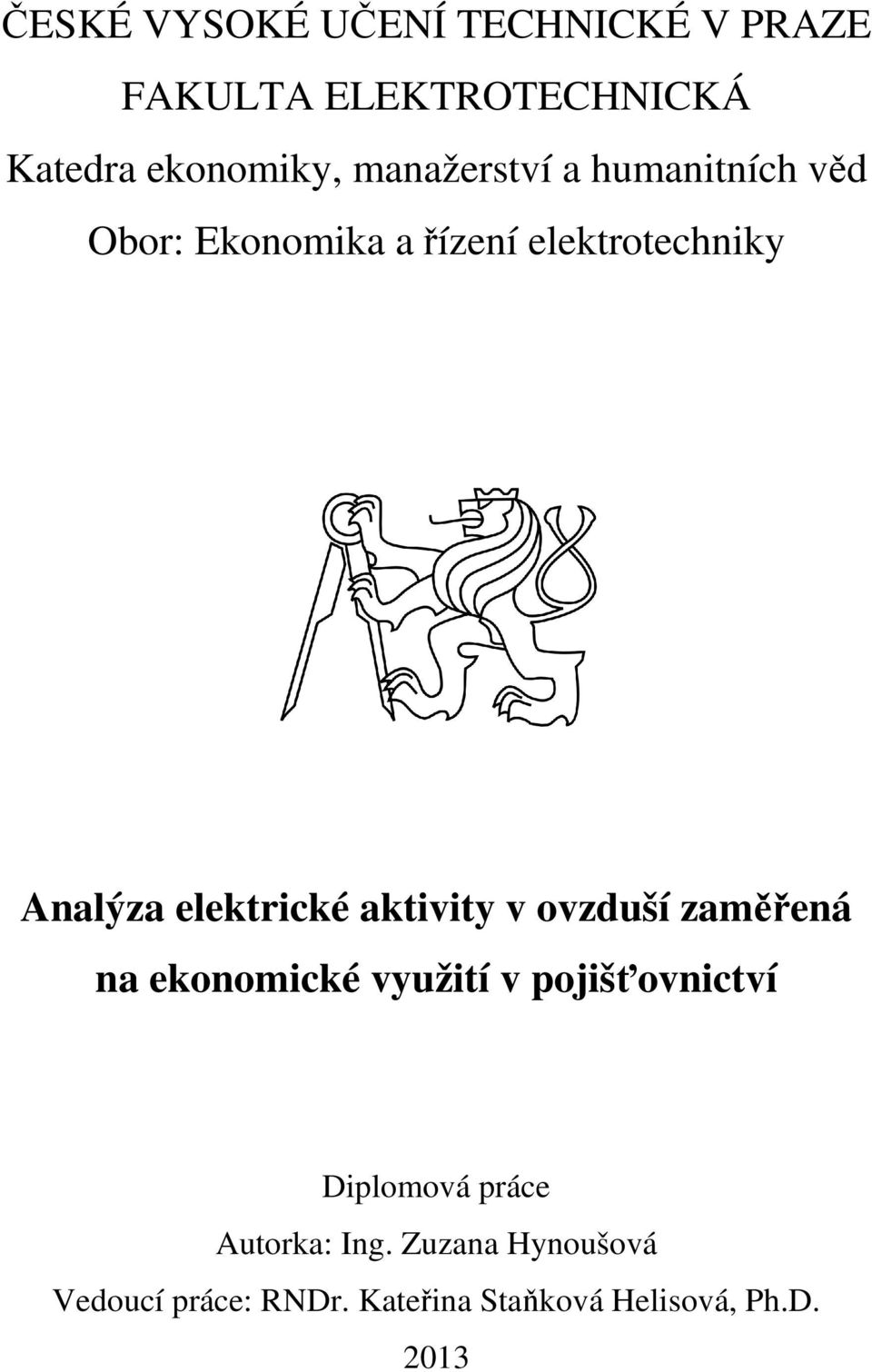 elektrické aktivity v ovzduší zaměřená na ekonomické využití v pojišťovnictví