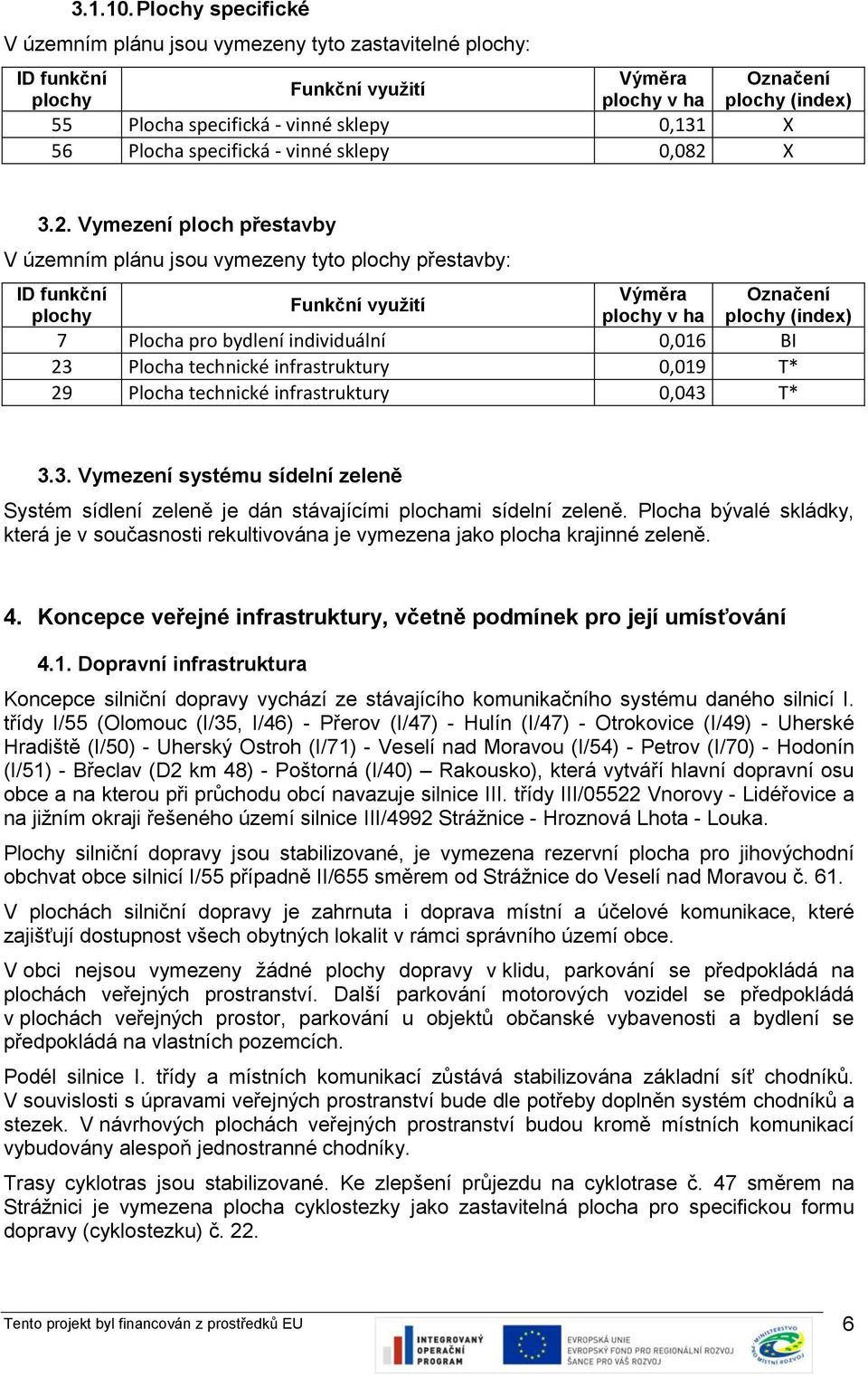 Označení plochy (index) 3.2.