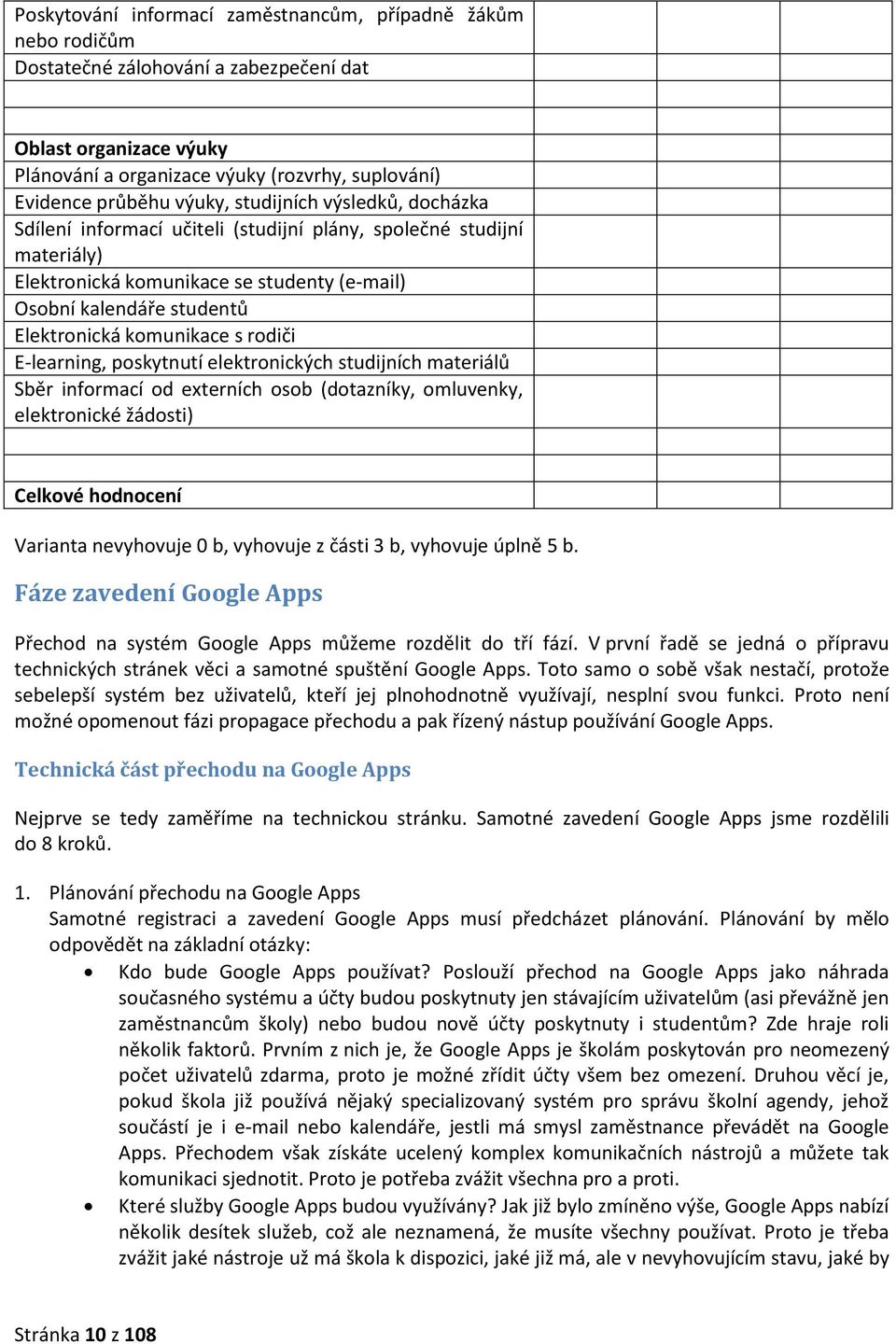komunikace s rodiči E-learning, poskytnutí elektronických studijních materiálů Sběr informací od externích osob (dotazníky, omluvenky, elektronické žádosti) Celkové hodnocení Varianta nevyhovuje 0 b,