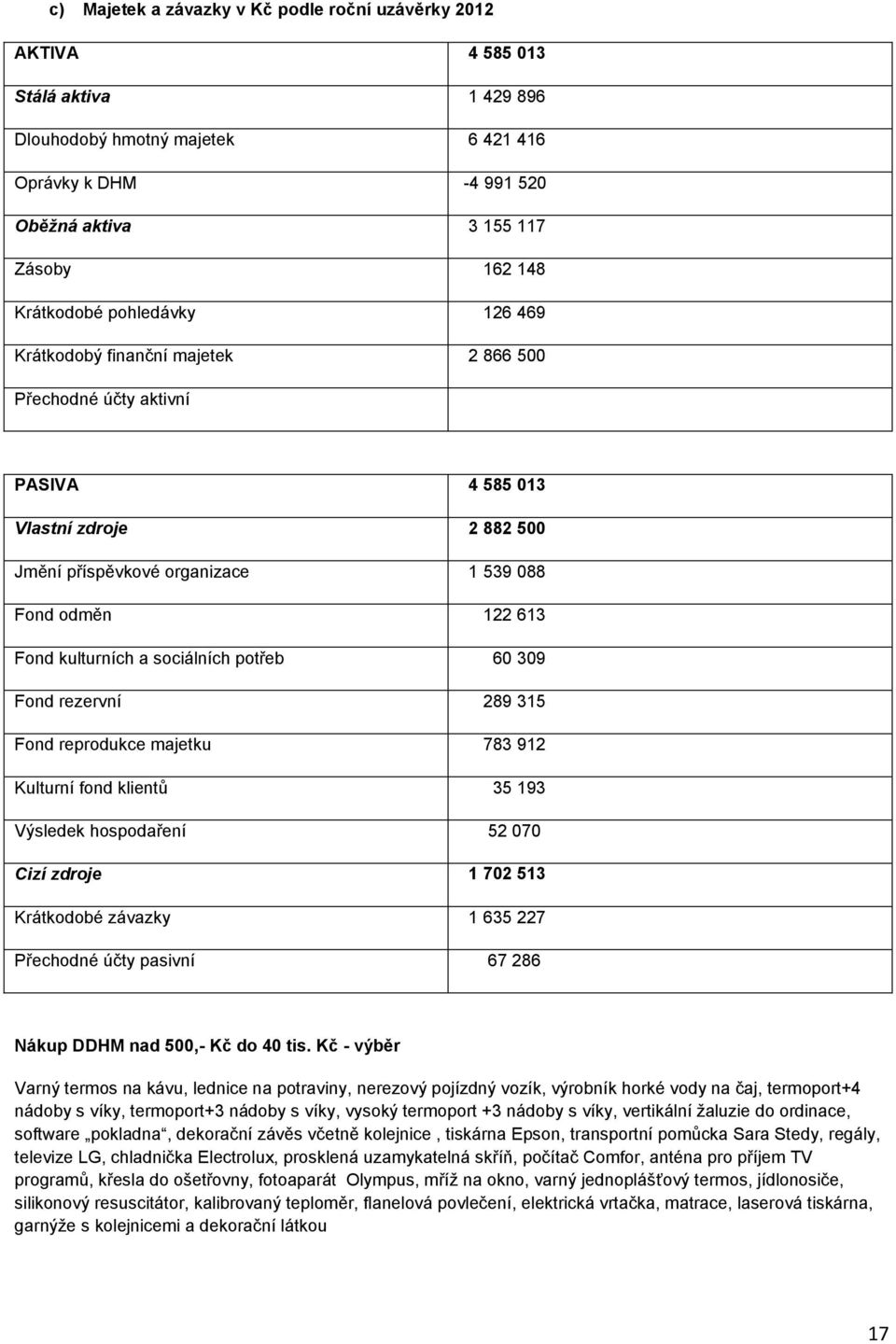 kulturních a sociálních potřeb 60 309 Fond rezervní 289 315 Fond reprodukce majetku 783 912 Kulturní fond klientů 35 193 Výsledek hospodaření 52 070 Cizí zdroje 1 702 513 Krátkodobé závazky 1 635 227