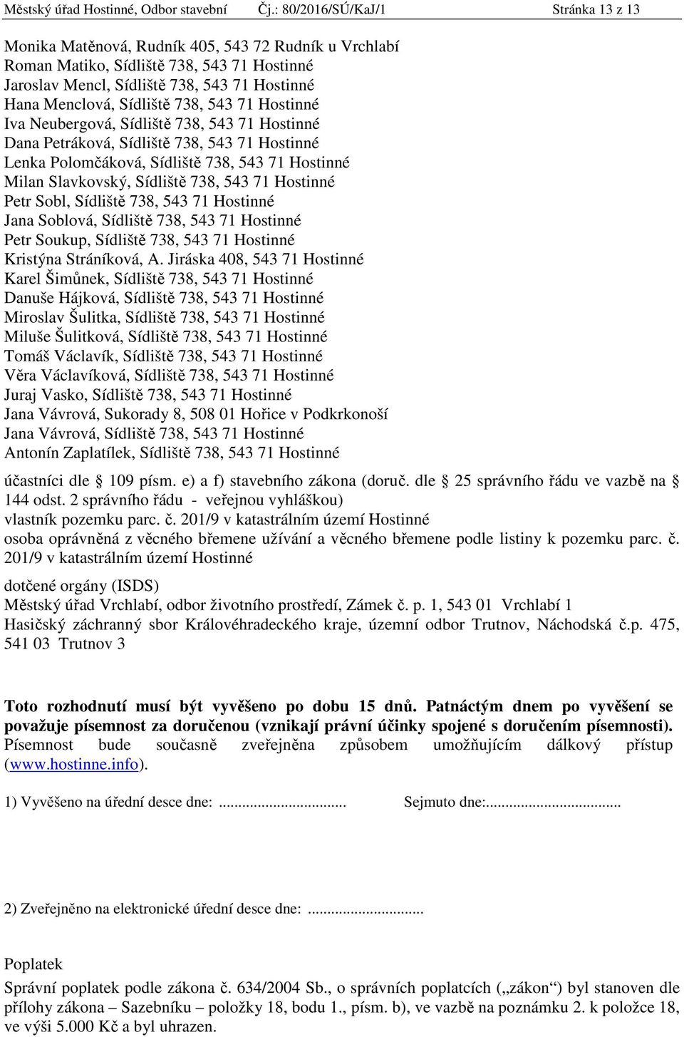 Sídliště 738, 543 71 Hostinné Iva Neubergová, Sídliště 738, 543 71 Hostinné Dana Petráková, Sídliště 738, 543 71 Hostinné Lenka Polomčáková, Sídliště 738, 543 71 Hostinné Milan Slavkovský, Sídliště