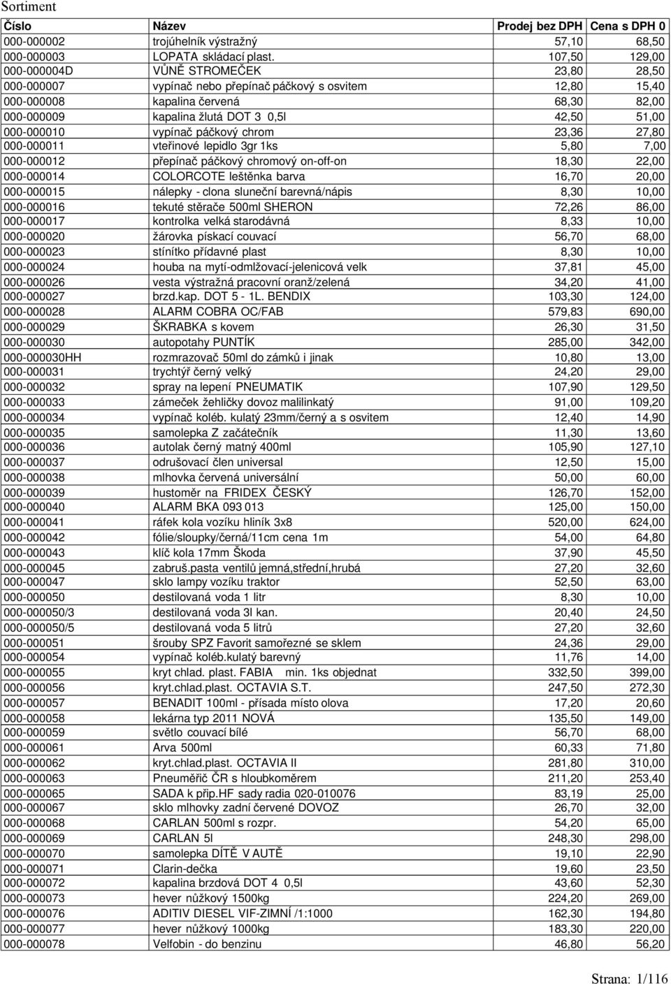 51,00 000-000010 vypínač páčkový chrom 23,36 27,80 000-000011 vteřinové lepidlo 3gr 1ks 5,80 7,00 000-000012 přepínač páčkový chromový on-off-on 18,30 22,00 000-000014 COLORCOTE leštěnka barva 16,70