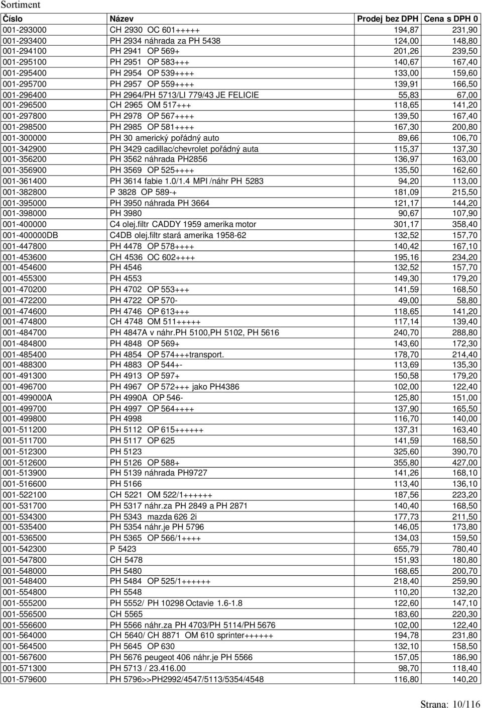 567++++ 139,50 167,40 001-298500 PH 2985 OP 581++++ 167,30 200,80 001-300000 PH 30 americký pořádný auto 89,66 106,70 001-342900 PH 3429 cadillac/chevrolet pořádný auta 115,37 137,30 001-356200 PH