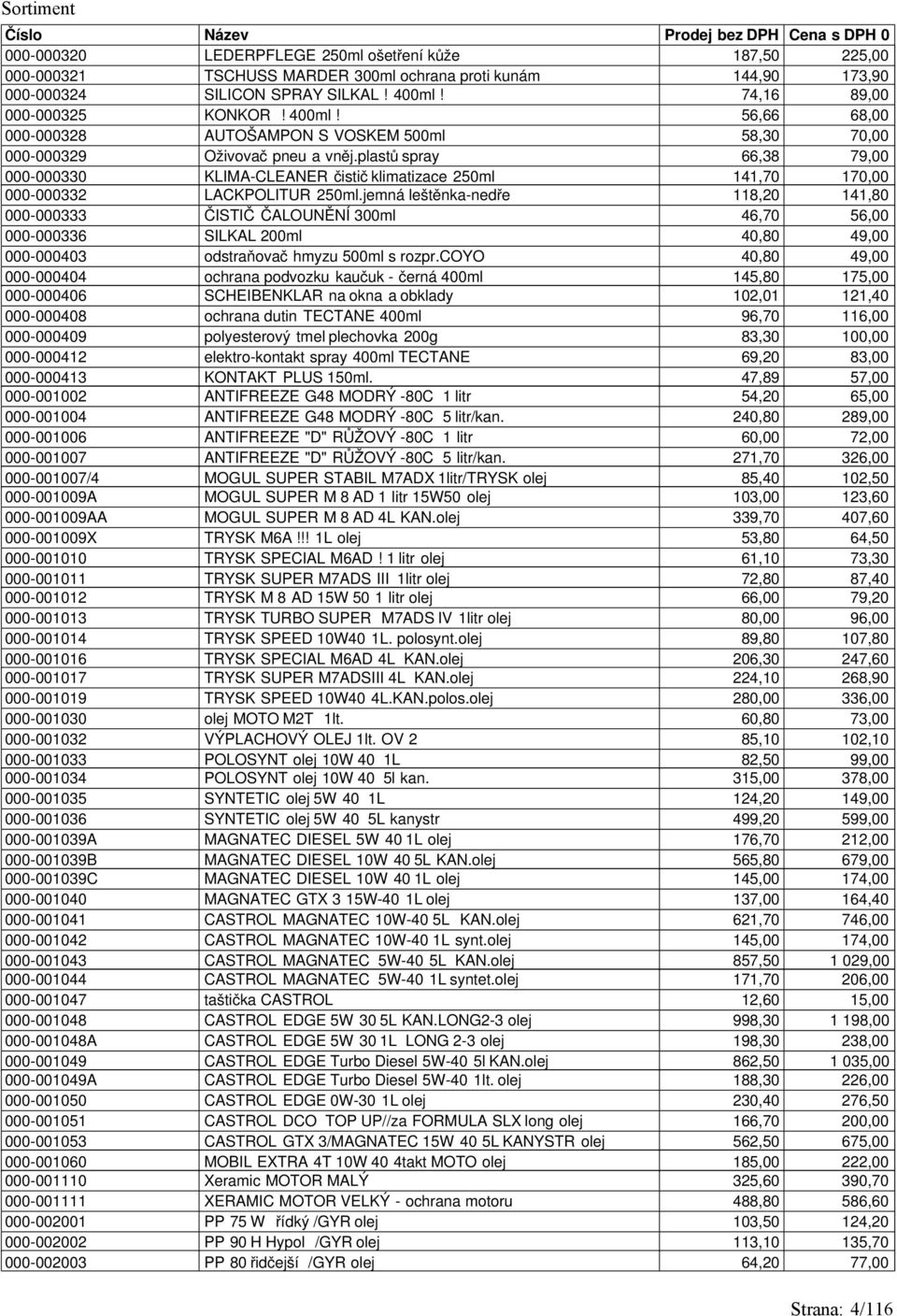 plastů spray 66,38 79,00 000-000330 KLIMA-CLEANER čistič klimatizace 250ml 141,70 170,00 000-000332 LACKPOLITUR 250ml.