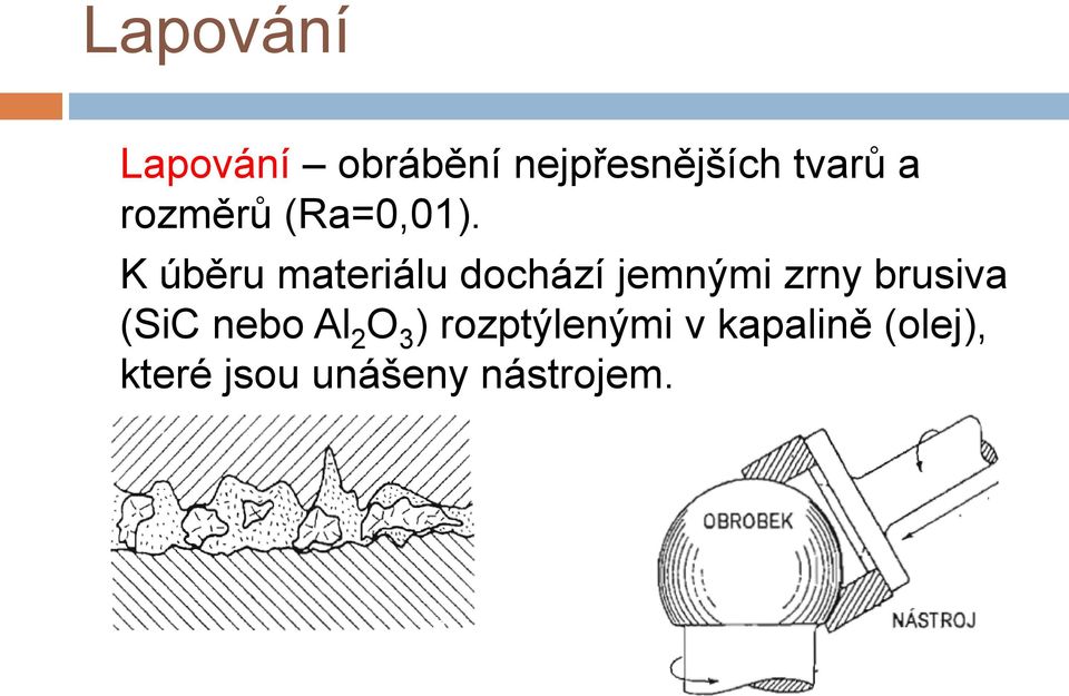 K úběru materiálu dochází jemnými zrny brusiva