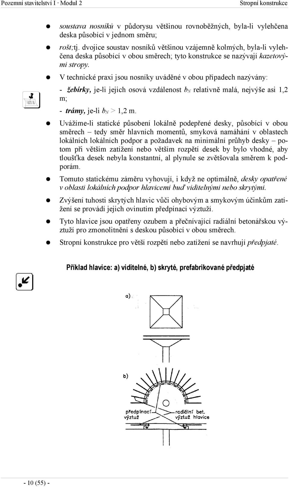 V technické praxi jsou nosníky uváděné v obou případech nazývány: - žebírky, je-li jejich osová vzdálenost bn relativně malá, nejvýše asi 1,2 m; - trámy, je-li bn > 1,2 m.