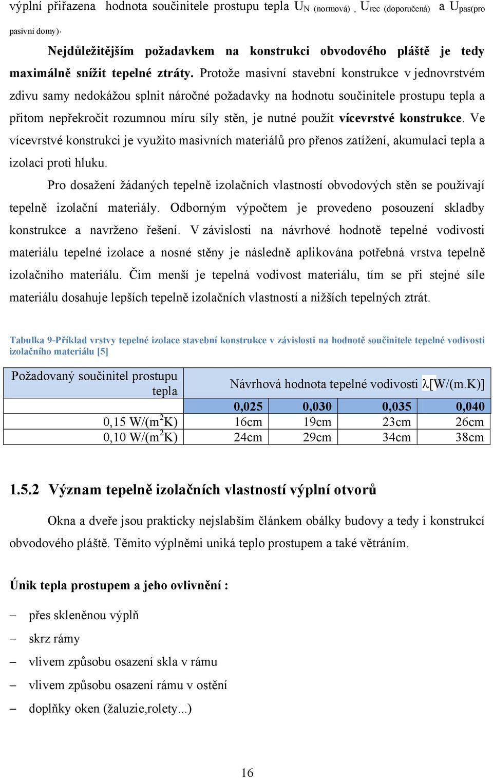 Protoţe masivní stavební konstrukce v jednovrstvém zdivu samy nedokáţou splnit náročné poţadavky na hodnotu součinitele prostupu tepla a přitom nepřekročit rozumnou míru síly stěn, je nutné pouţít