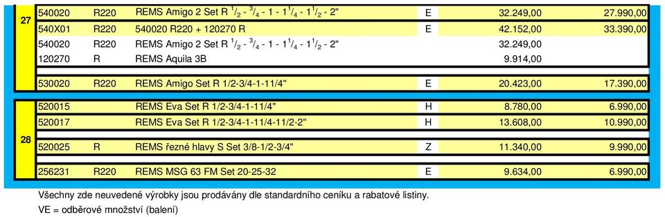 423,00 17.390,00 520015 REMS Eva Set R 1/2-3/4-1-11/4" H 8.780,00 6.990,00 520017 REMS Eva Set R 1/2-3/4-1-11/4-11/2-2" H 13.608,00 10.