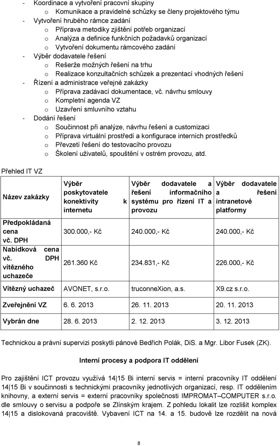 řešení - Řízení a administrace veřejné zakázky o Příprava zadávací dokumentace, vč.