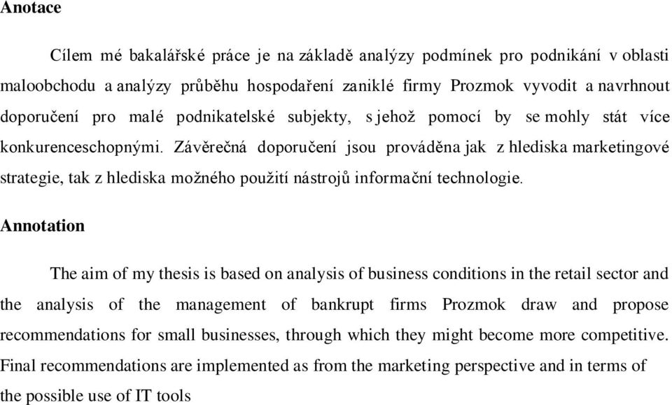 Závěrečná doporučení jsou prováděna jak z hlediska marketingové strategie, tak z hlediska moţného pouţití nástrojů informační technologie.