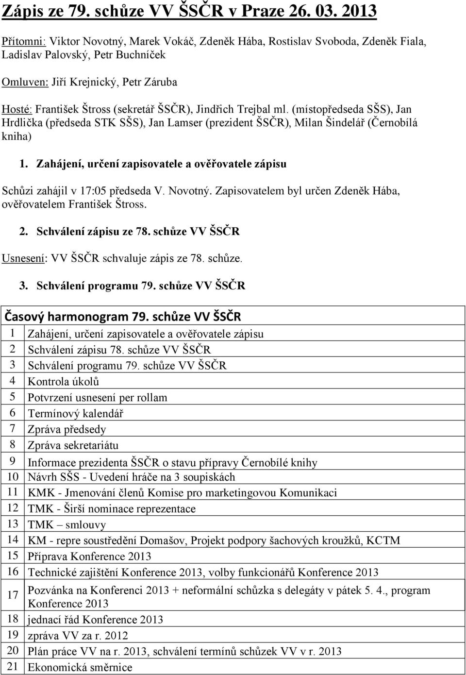 ŠSČR), Jindřich Trejbal ml. (místopředseda SŠS), Jan Hrdlička (předseda STK SŠS), Jan Lamser (prezident ŠSČR), Milan Šindelář (Černobílá kniha) 1.