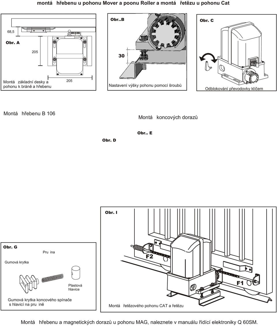 høebenu B 106 Montáž koncových dorazù Obr. D Obr.. E Obr. I Obr.