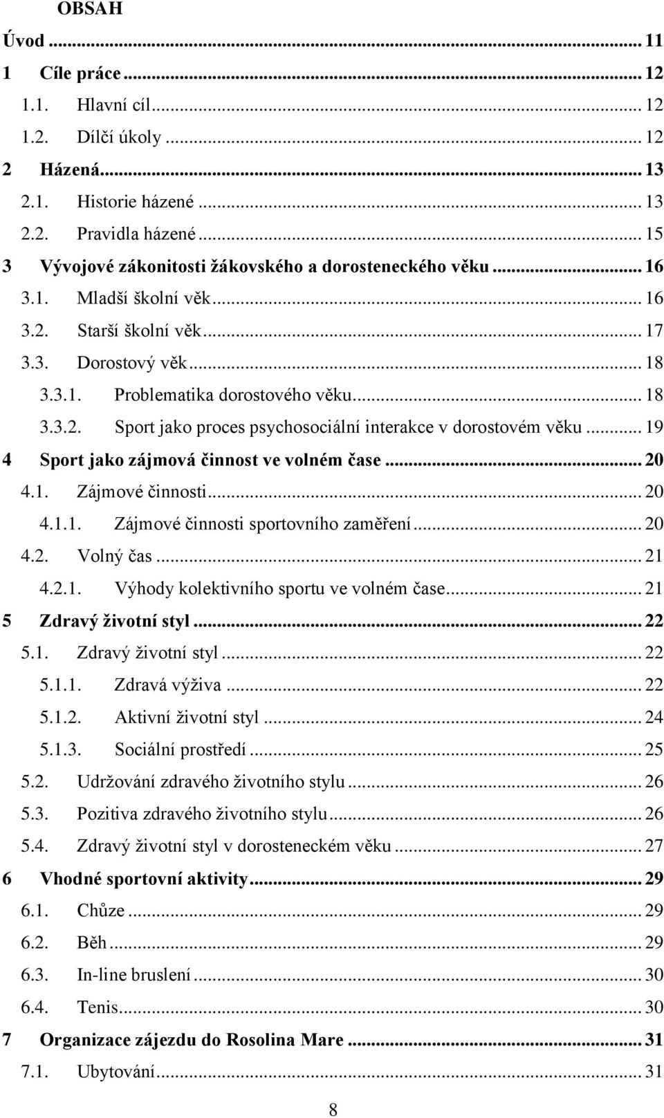 .. 19 4 Sport jako zájmová činnost ve volném čase... 20 4.1. Zájmové činnosti... 20 4.1.1. Zájmové činnosti sportovního zaměření... 20 4.2. Volný čas... 21 4.2.1. Výhody kolektivního sportu ve volném čase.