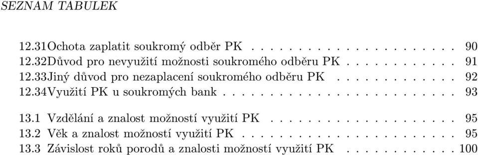 ............ 92 12.34Využití PK u soukromých bank......................... 93 13.1 Vzdělání a znalost možností využití PK.