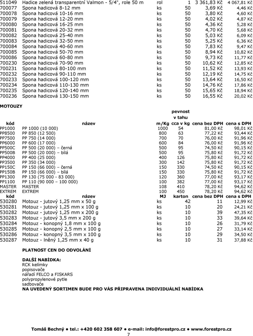 5,03 Kč 6,09 Kč 700083 Spona hadicová 32-50 mm ks 50 5,25 Kč 6,36 Kč 700084 Spona hadicová 40-60 mm ks 50 7,83 Kč 9,47 Kč 700085 Spona hadicová 50-70 mm ks 50 8,94 Kč 10,82 Kč 700086 Spona hadicová