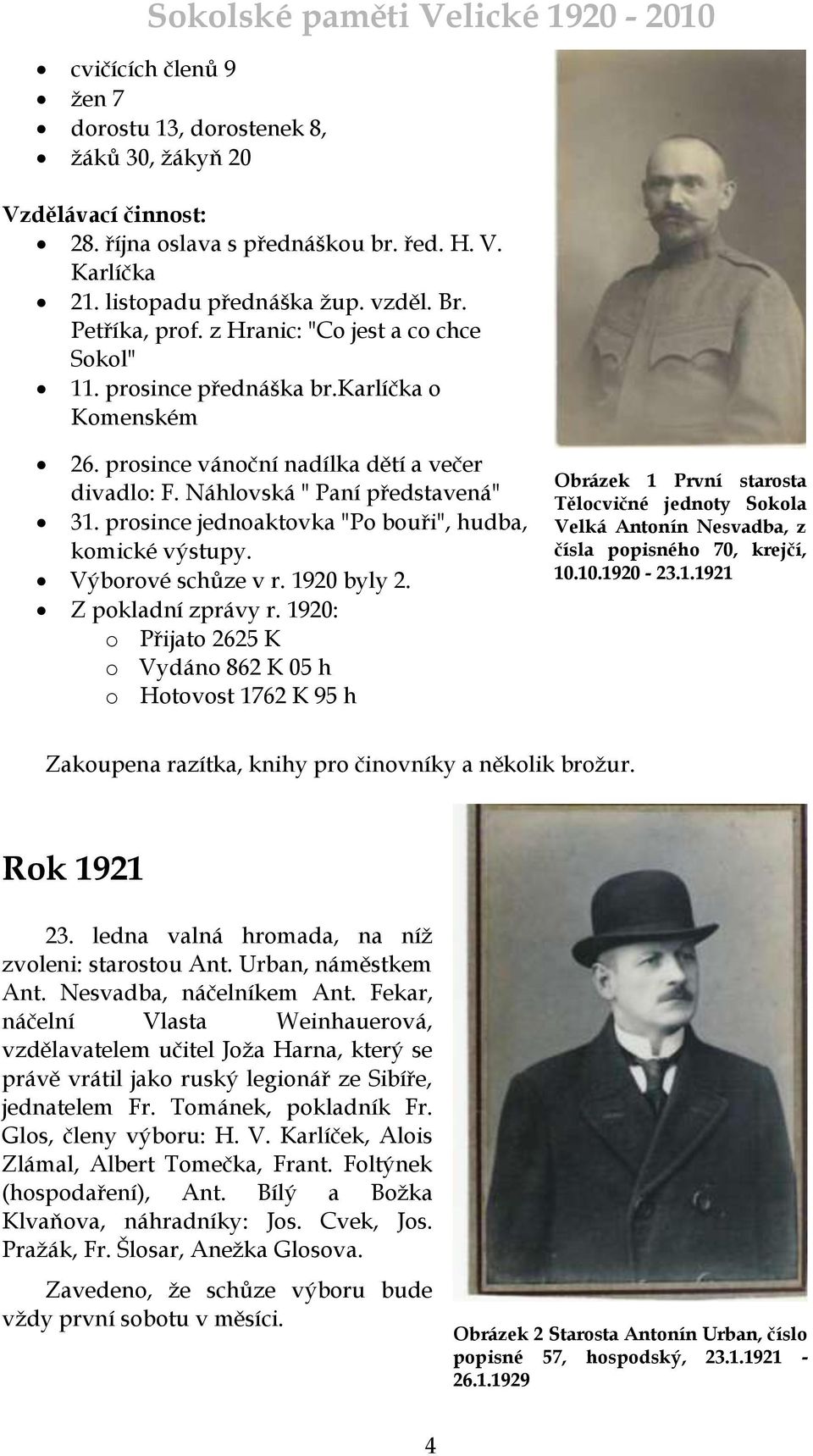 prosince jednoaktovka "Po bouři", hudba, komické výstupy. Výborové schůze v r. 1920 byly 2. Z pokladní zprávy r.