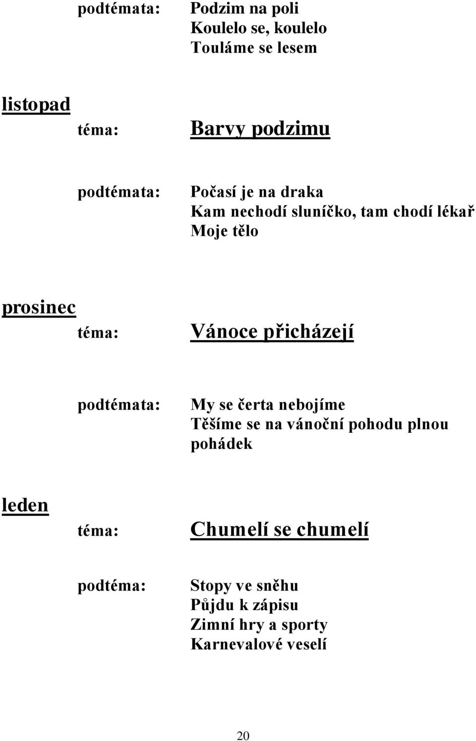 Vánoce přicházejí podtémata: My se čerta nebojíme Těšíme se na vánoční pohodu plnou pohádek