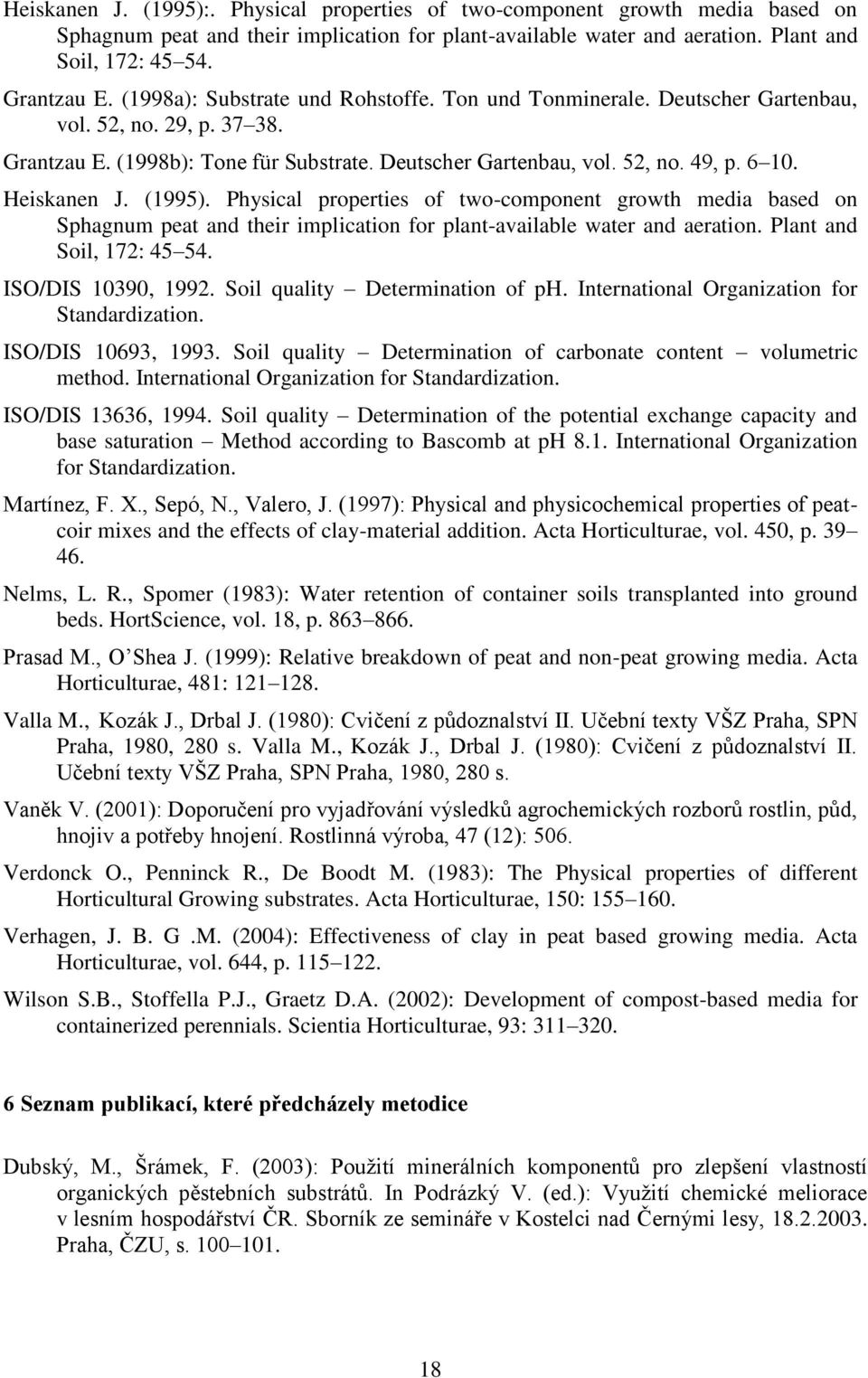 Heiskanen J. (1995). Physical properties of two-component growth media based on Sphagnum peat and their implication for plant-available water and aeration. Plant and Soil, 172: 45 54.
