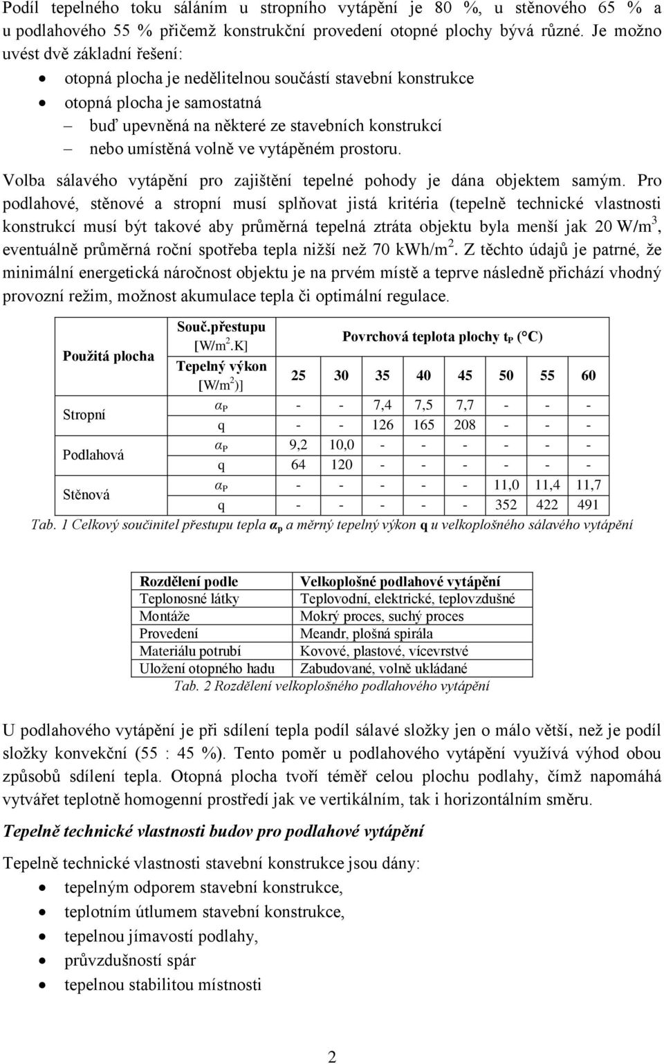 vytápěném prostoru. Volba sálavého vytápění pro zajištění tepelné pohody je dána objektem samým.