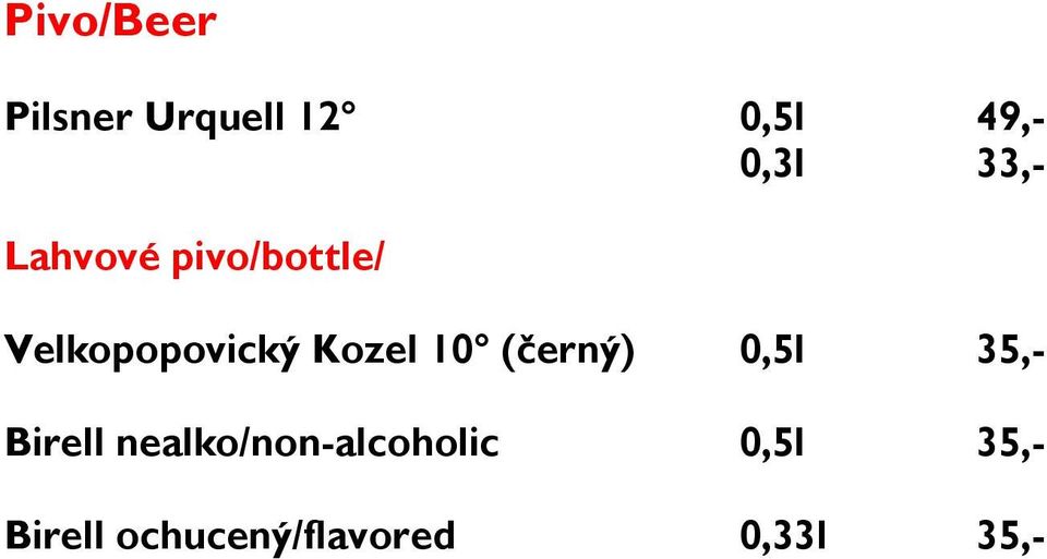 10 (černý) 0,5l 35,- Birell