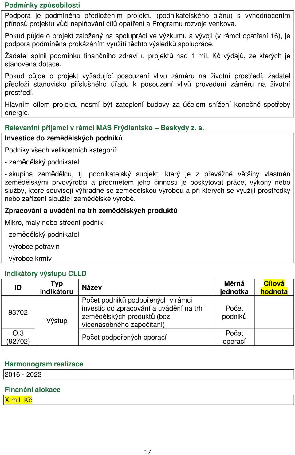 Žadatel splnil podmínku finančního zdraví u projektů nad 1 mil. Kč výdajů, ze kterých je stanovena dotace.