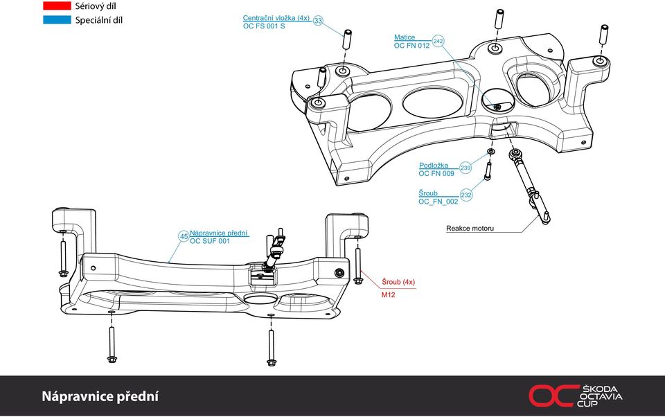 OC_FN_002 232 45 Nápravnice přední OC SUF