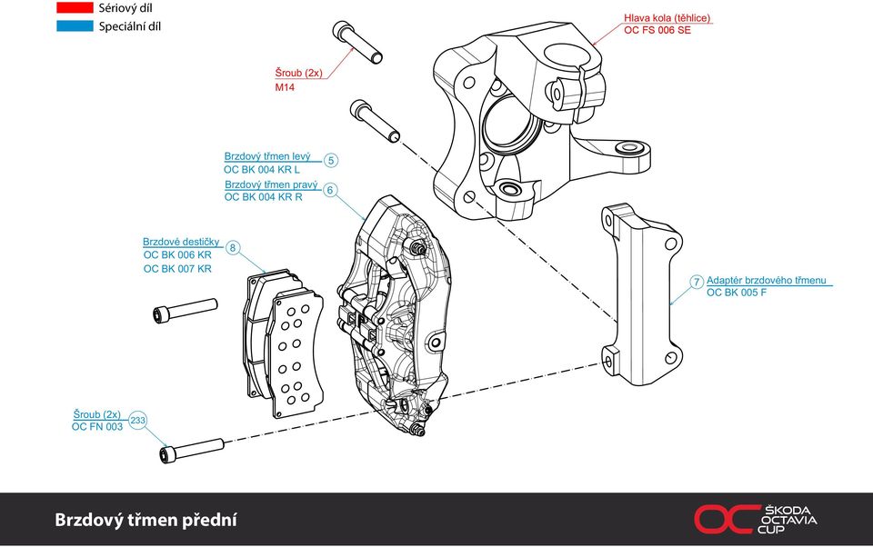 Brzdové destičky OC BK 006 KR OC BK 007 KR 8 7 Adaptér