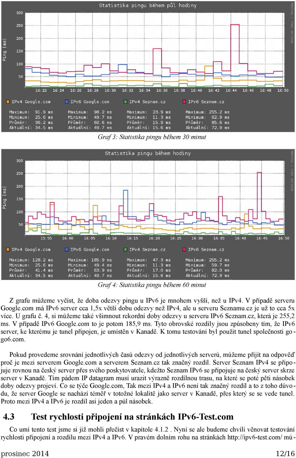 cz, která je 255,2 ms. V případě IPv6 Google.com to je potom 185,9 ms. Tyto obrovské rozdíly jsou způsobeny tím, že IPv6 server, ke kterému je tunel připojen, je umístěn v Kanadě.