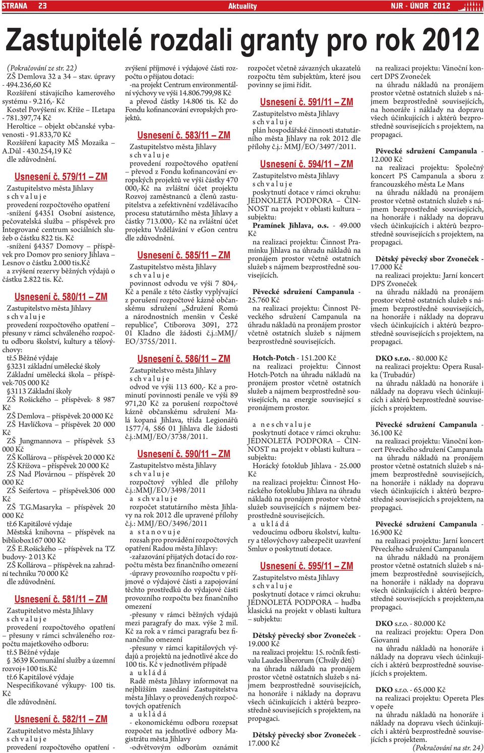 579/11 ZM -snížení 4351 Osobní asistence, pečovatelská služba příspěvek pro Integrované centrum sociálních služeb o částku 822 tis.