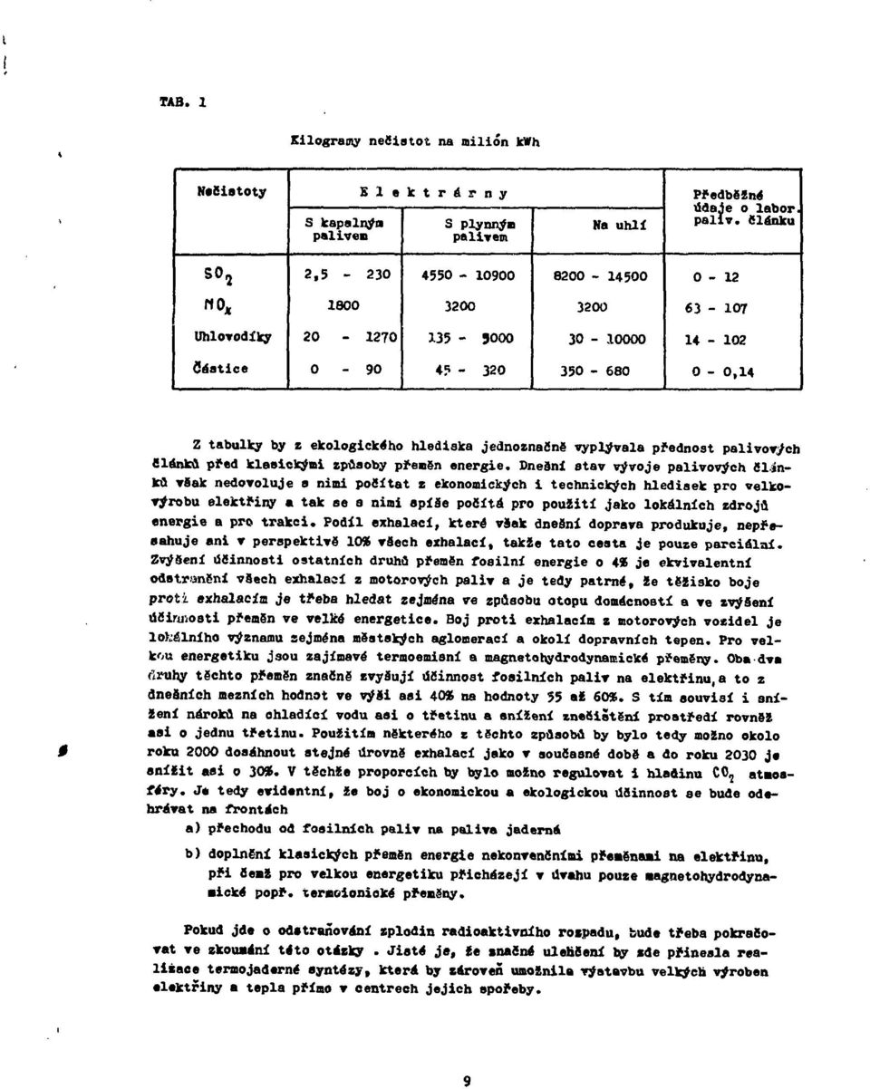 - 320 350-680 0-0,14 Z tabulky by z ekologického hlediska jednoznačne vyplývala přednost palivor/ch filánků před klasickými způsoby přeměn energie.