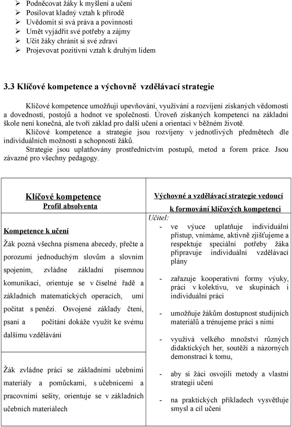 Úroveň získaných kompetencí na základní škole není konečná, ale tvoří základ pro další učení a orientaci v běžném životě.