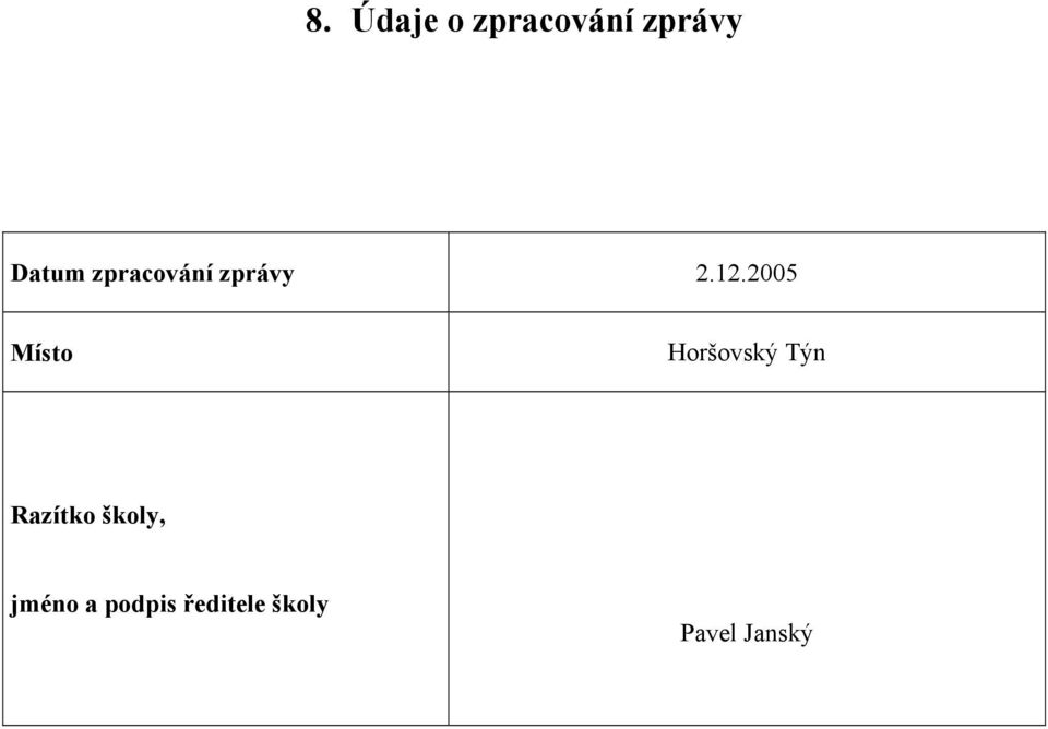 2005 Místo Horšovský Týn Razítko