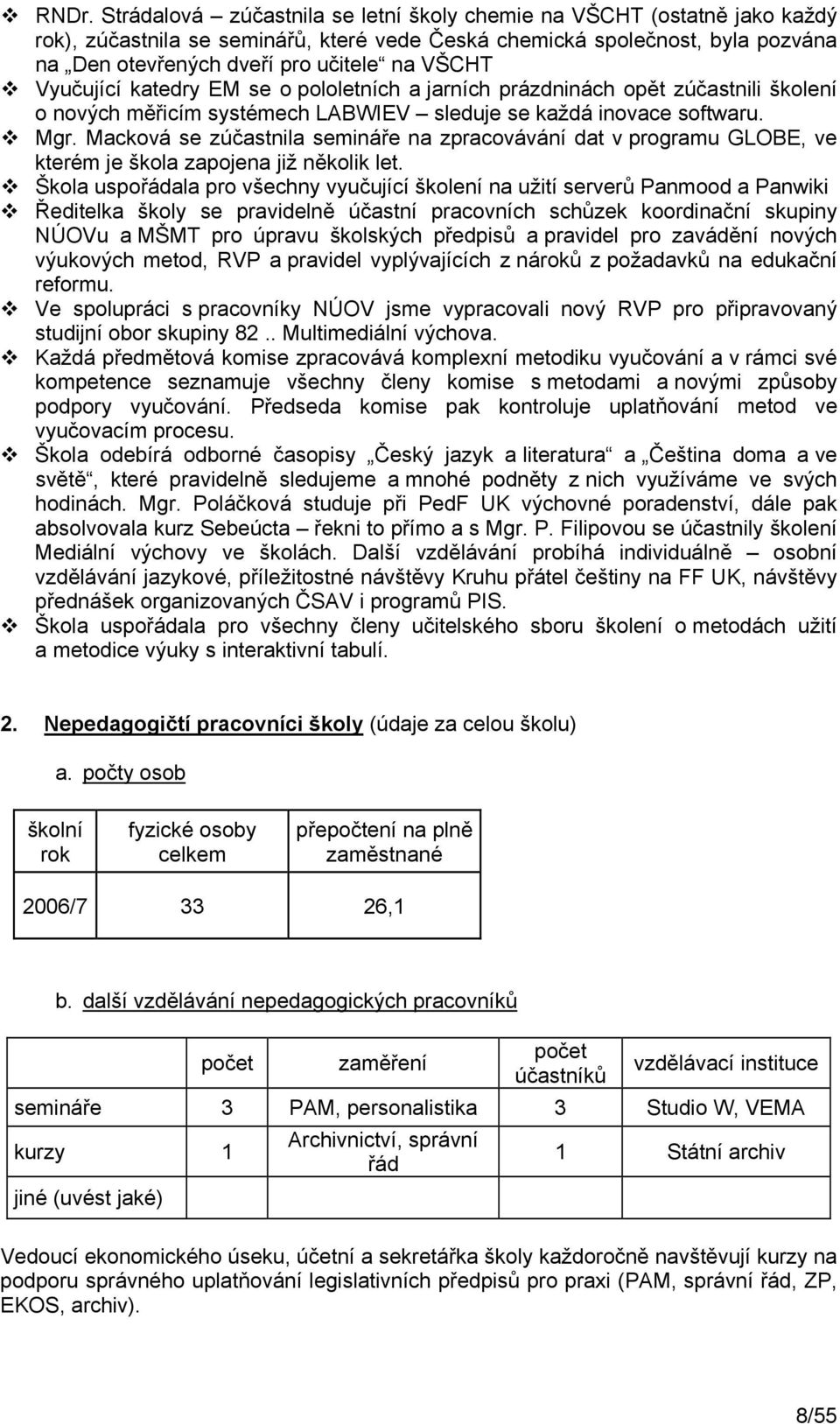 Macková se zúčastnila semináře na zpracovávání dat v programu GLOBE, ve kterém je škola zapojena již několik let.