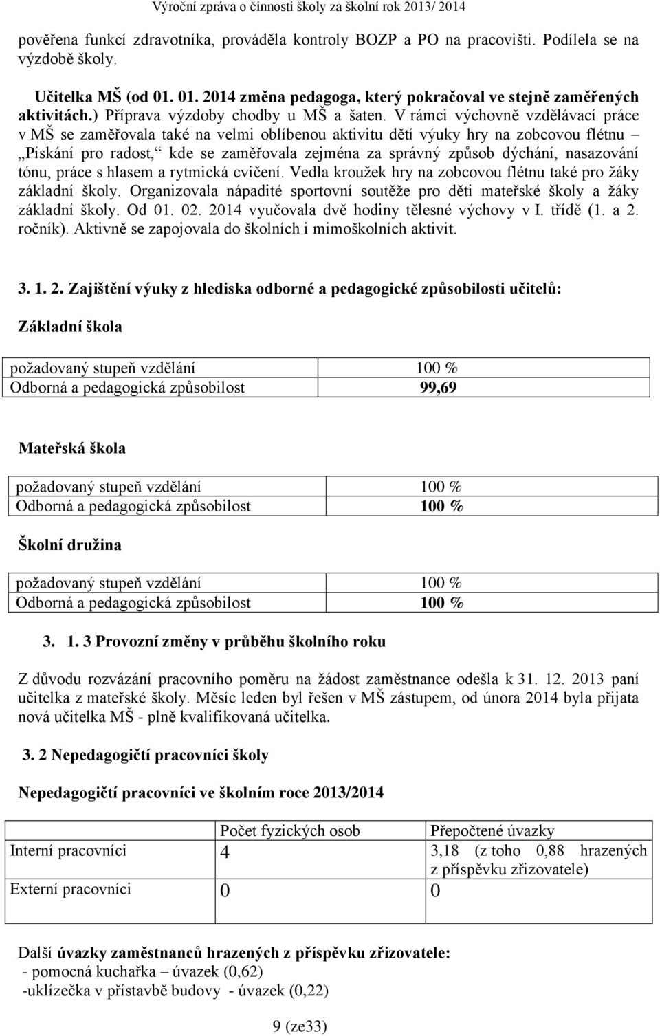 V rámci výchovně vzdělávací práce v MŠ se zaměřovala také na velmi oblíbenou aktivitu dětí výuky hry na zobcovou flétnu Pískání pro radost, kde se zaměřovala zejména za správný způsob dýchání,