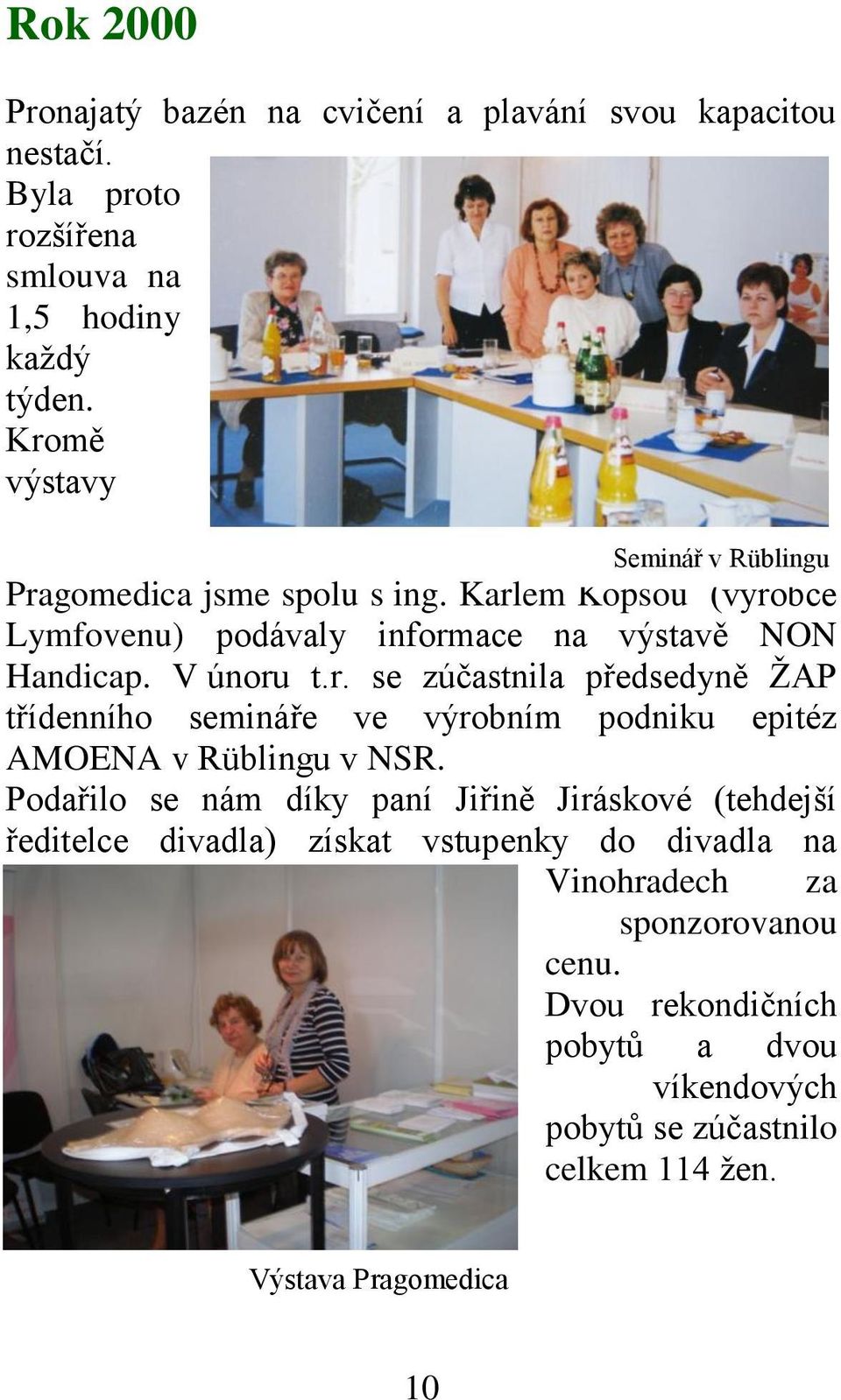 Podařilo se nám díky paní Jiřině Jiráskové (tehdejší ředitelce divadla) získat vstupenky do divadla na Vinohradech za sponzorovanou cenu.