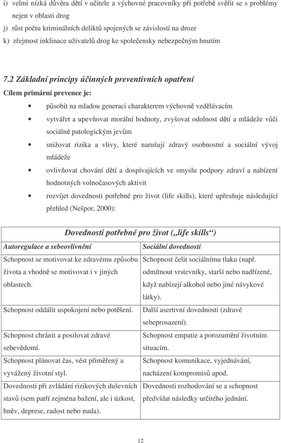 2 Základní principy úinných preventivních opatení Cílem primární prevence je: psobit na mladou generaci charakterem výchovn vzdlávacím vytváet a upevovat morální hodnoty, zvyšovat odolnost dtí a