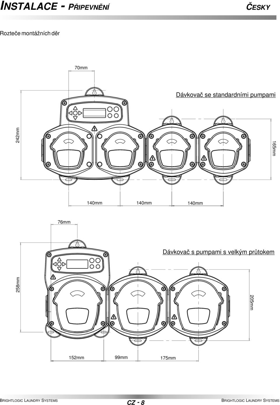 140mm 140mm 140mm 76mm 258mm 242mm Dávkovač s