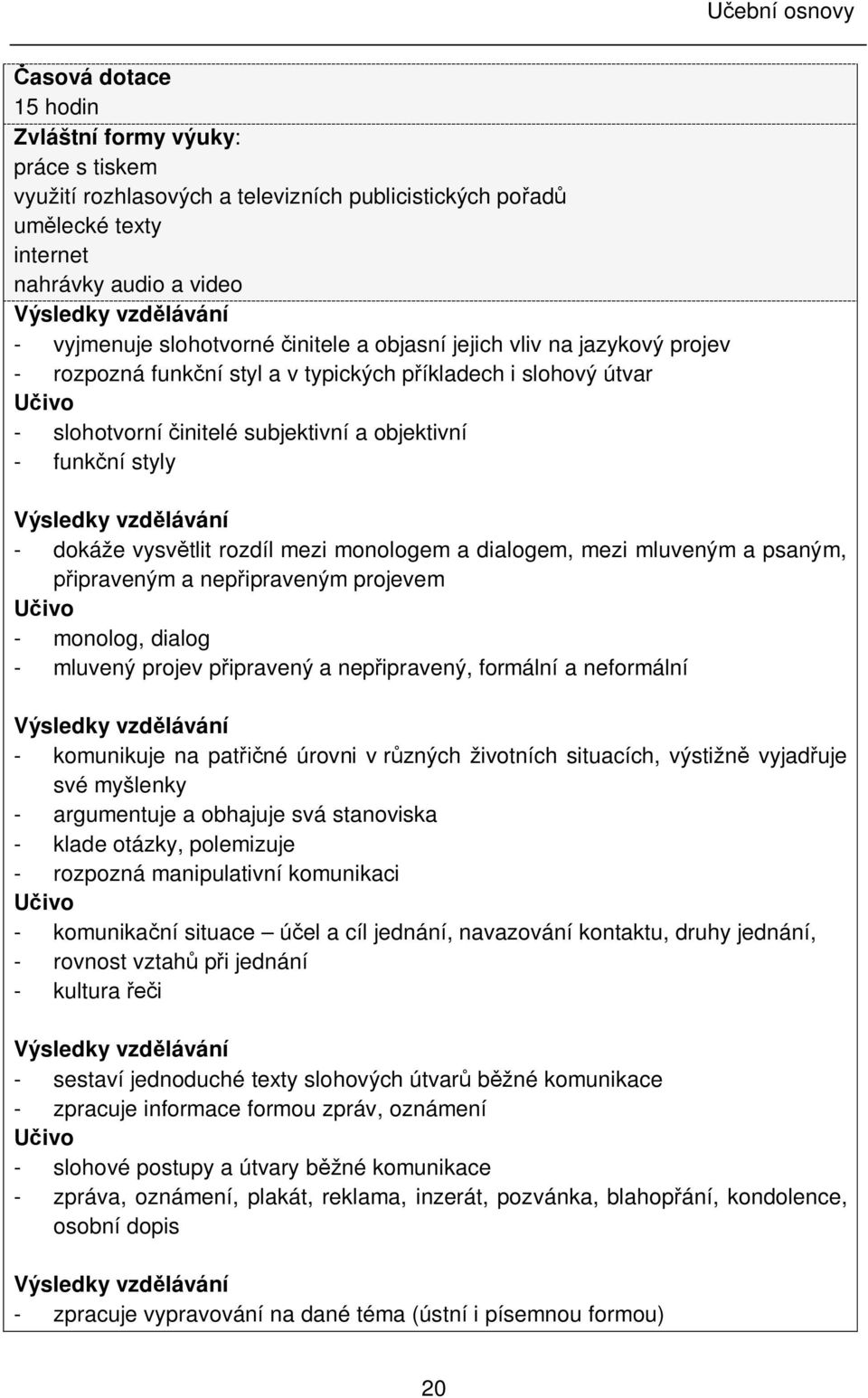 mluveným a psaným, ipraveným a nep ipraveným projevem - monolog, dialog - mluvený projev p ipravený a nep ipravený, formální a neformální - komunikuje na pat né úrovni v r zných životních situacích,