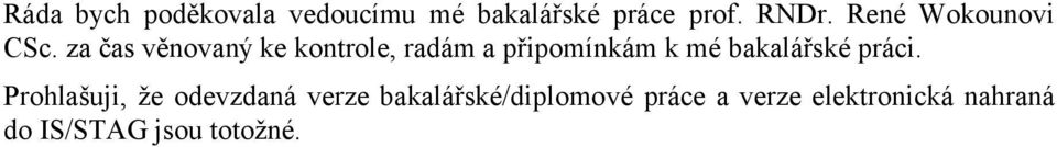 za čas věnovaný ke kontrole, radám a připomínkám k mé bakalářské