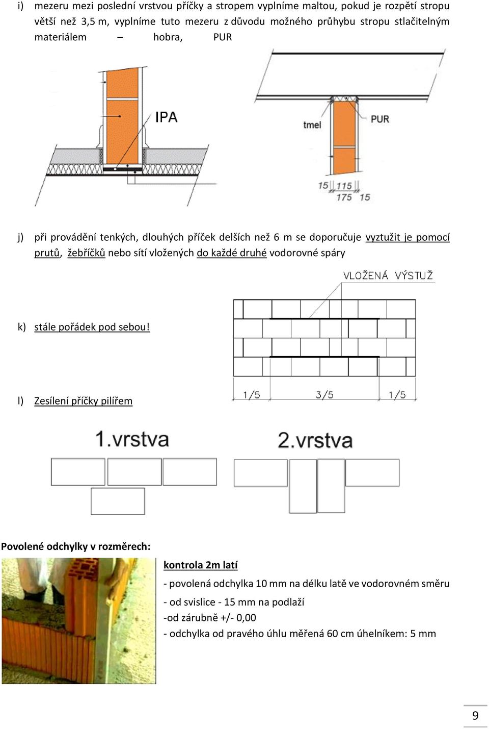 sítí vložených do každé druhé vodorovné spáry k) stále pořádek pod sebou!